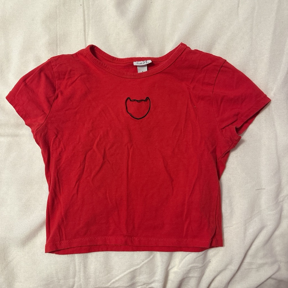 Red devil-heart cut out baby tee!